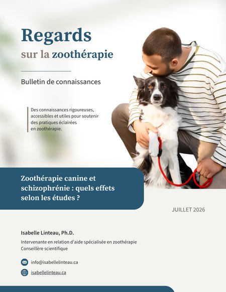Page couverture du bulletin Zoothérapie canine et schizophrénie : quels effets selon les études?